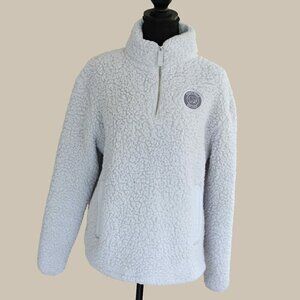 EUC Ivory Ella Light Gray 1/4 Zip Sherpa, Size Small